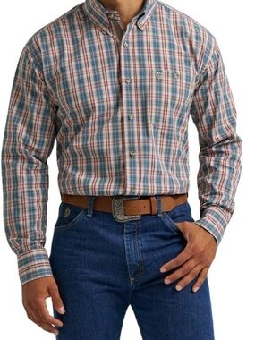 Wrangler George Strait Plaid Button-Down Shirt Mens Size XLT 98% Cotton